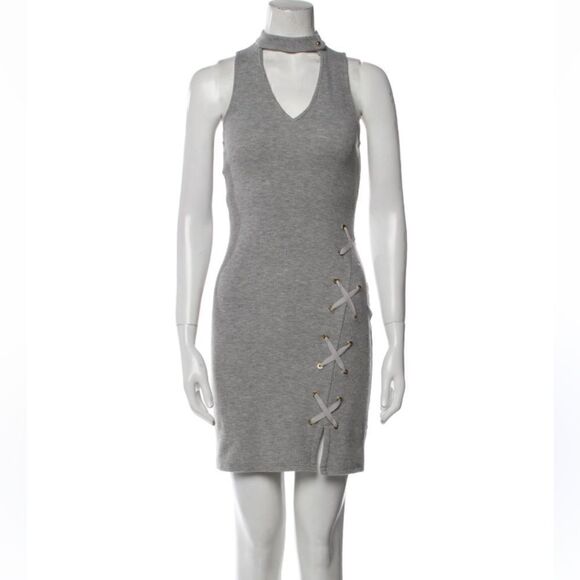 NWT Derek Lam 10 Crosby Mini Grey Dress Bodycon Mock Neck Size S - Picture 2 of 9